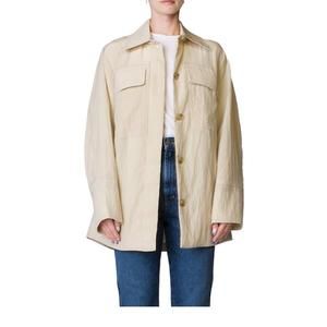 NEW VINCE padded shirt jacket in pale fawn